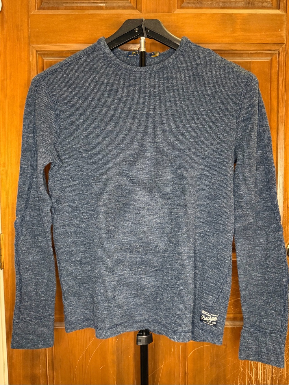 Polo Ralph Lauren Blue Waffle Knit Thermal Long Sleeve Shirt Size M